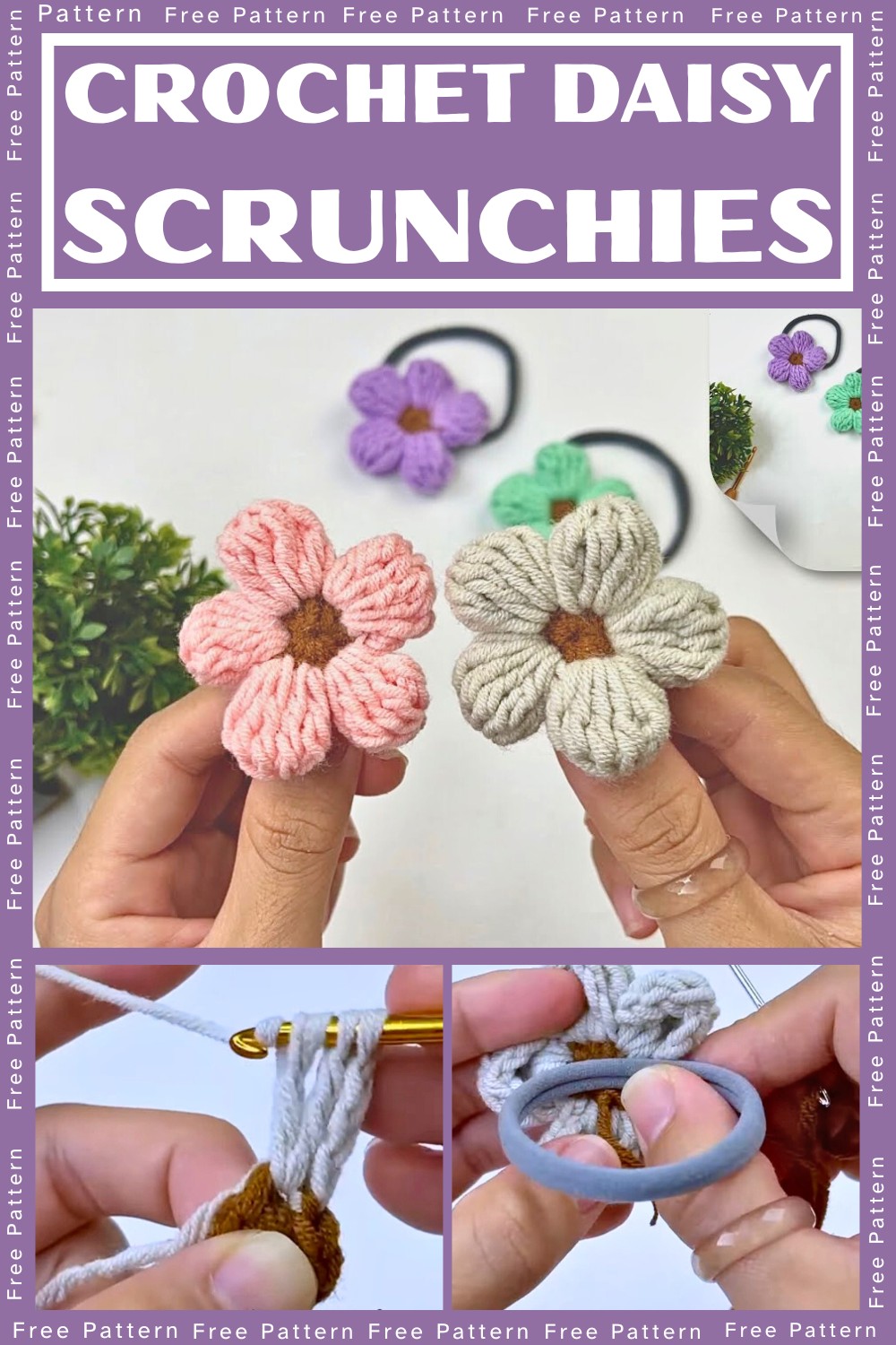 Crochet Daisy Scrunchies