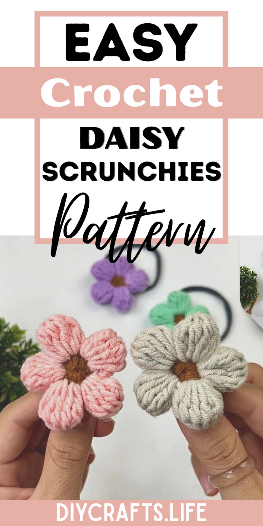 Crochet Daisy Scrunchies