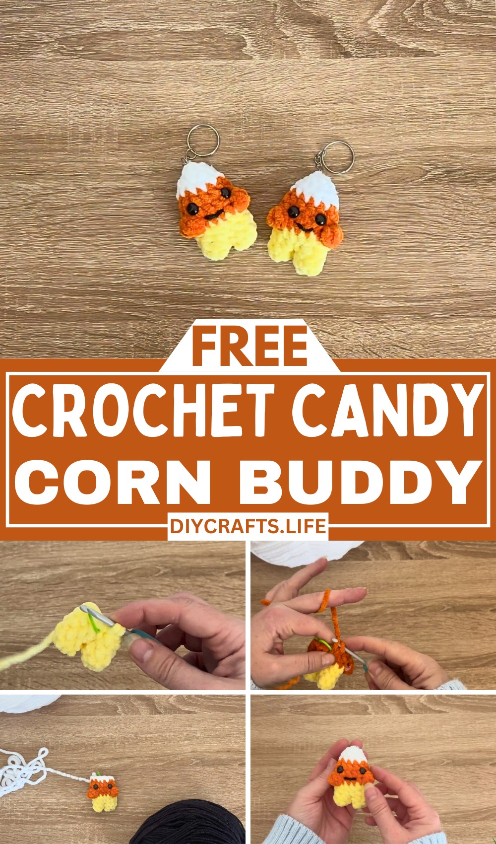 Easy Crochet Candy Corn Buddy Keychain Tutorial