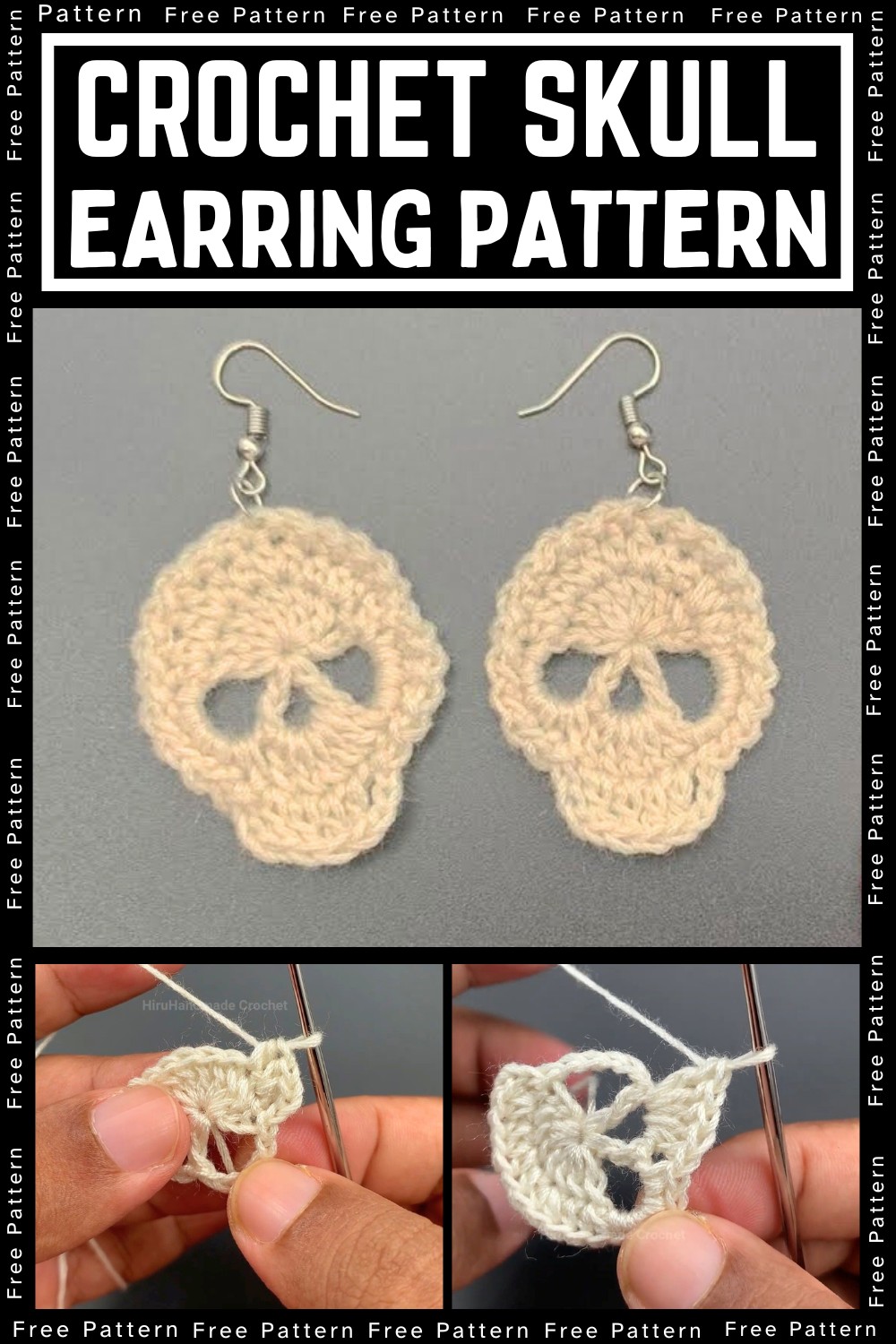 Easy Crochet Skull Earring Pattern Tutorial for Halloween