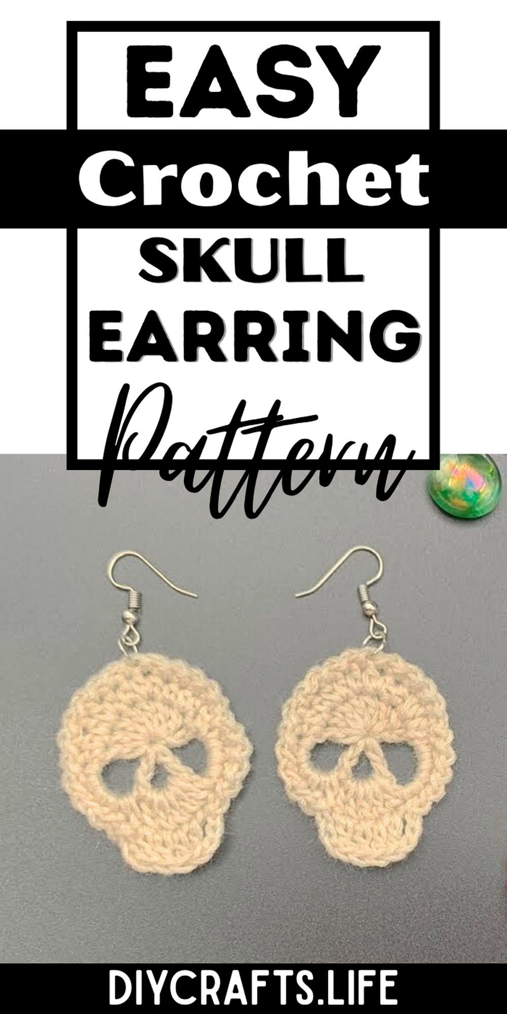 Easy Crochet Skull Earring Pattern Tutorial for Halloween