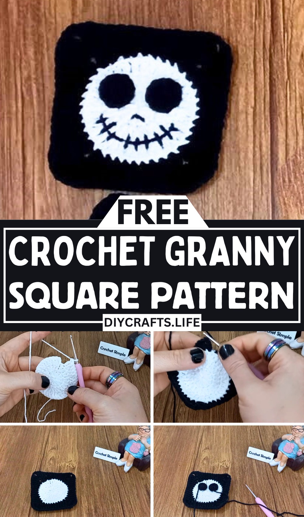 Spooky Crochet Granny Square for Halloween Fun