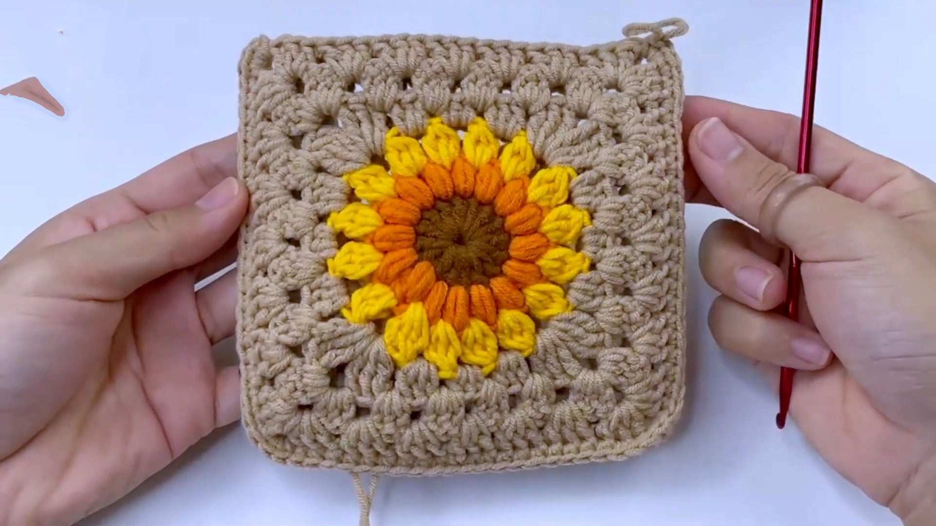 Crochet Sunflower Granny Square Pouch