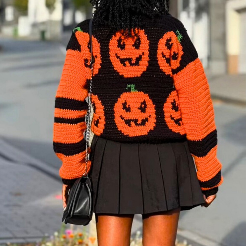 How to Crochet a Customizable Halloween Pumpkin Cardigan