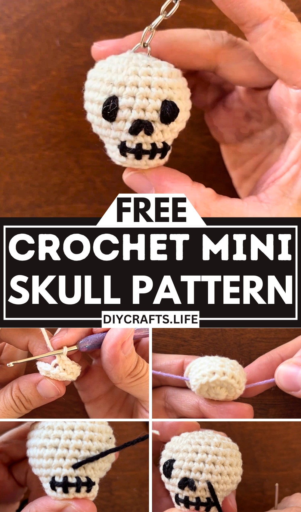 Beautiful Crocheted Skull Pattern for Keychains and More