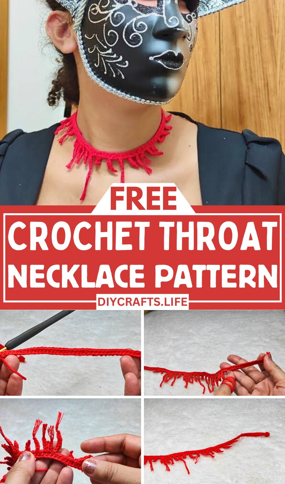 Create a Spooky Halloween Crochet Cut Throat Necklace