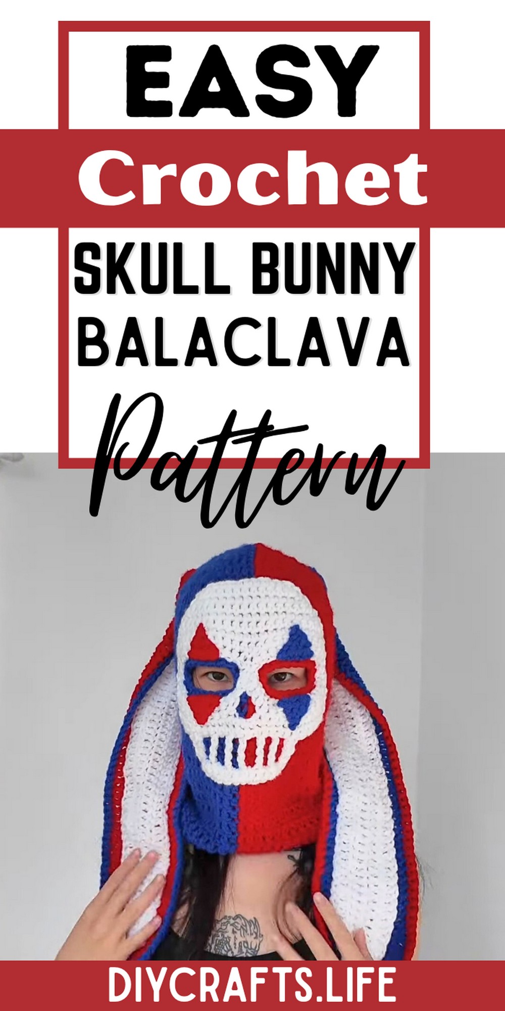 Crochet Clown Skull Bunny Balaclava Pattern Free