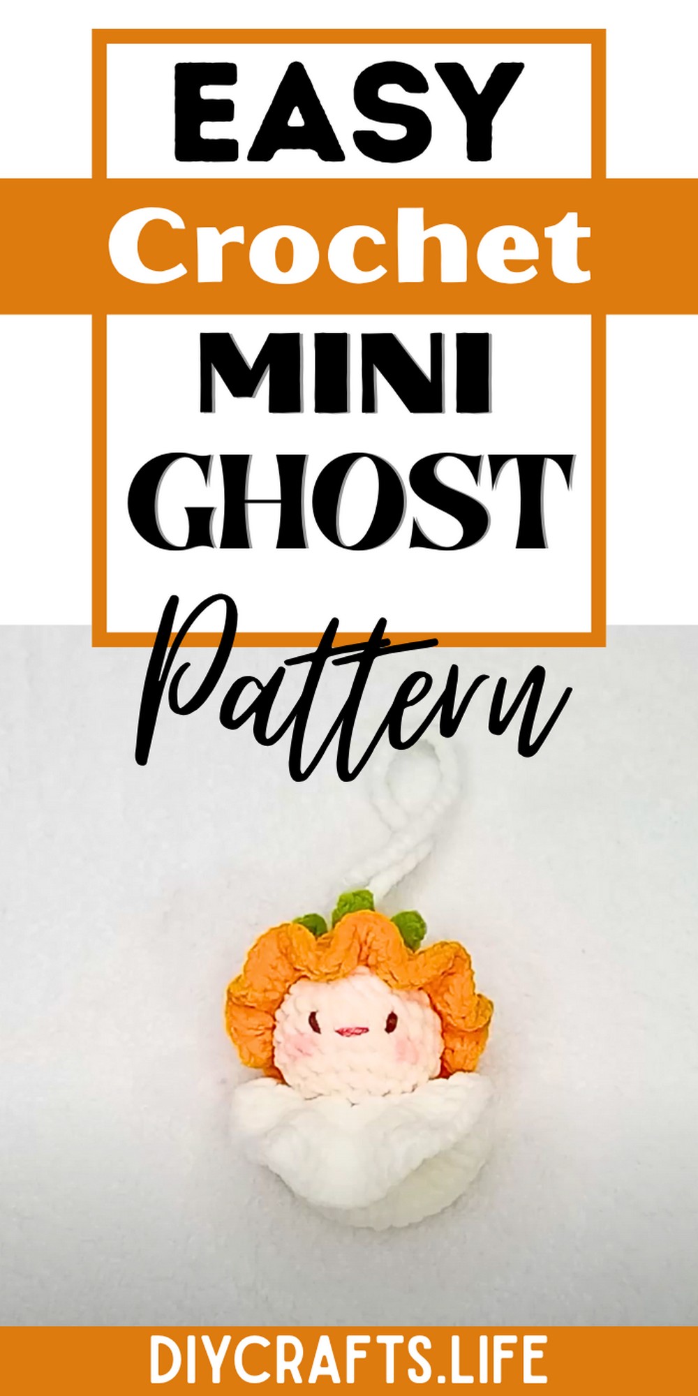 Crochet Mini Ghost Topped with a Carrot Hat for Festive Decorations