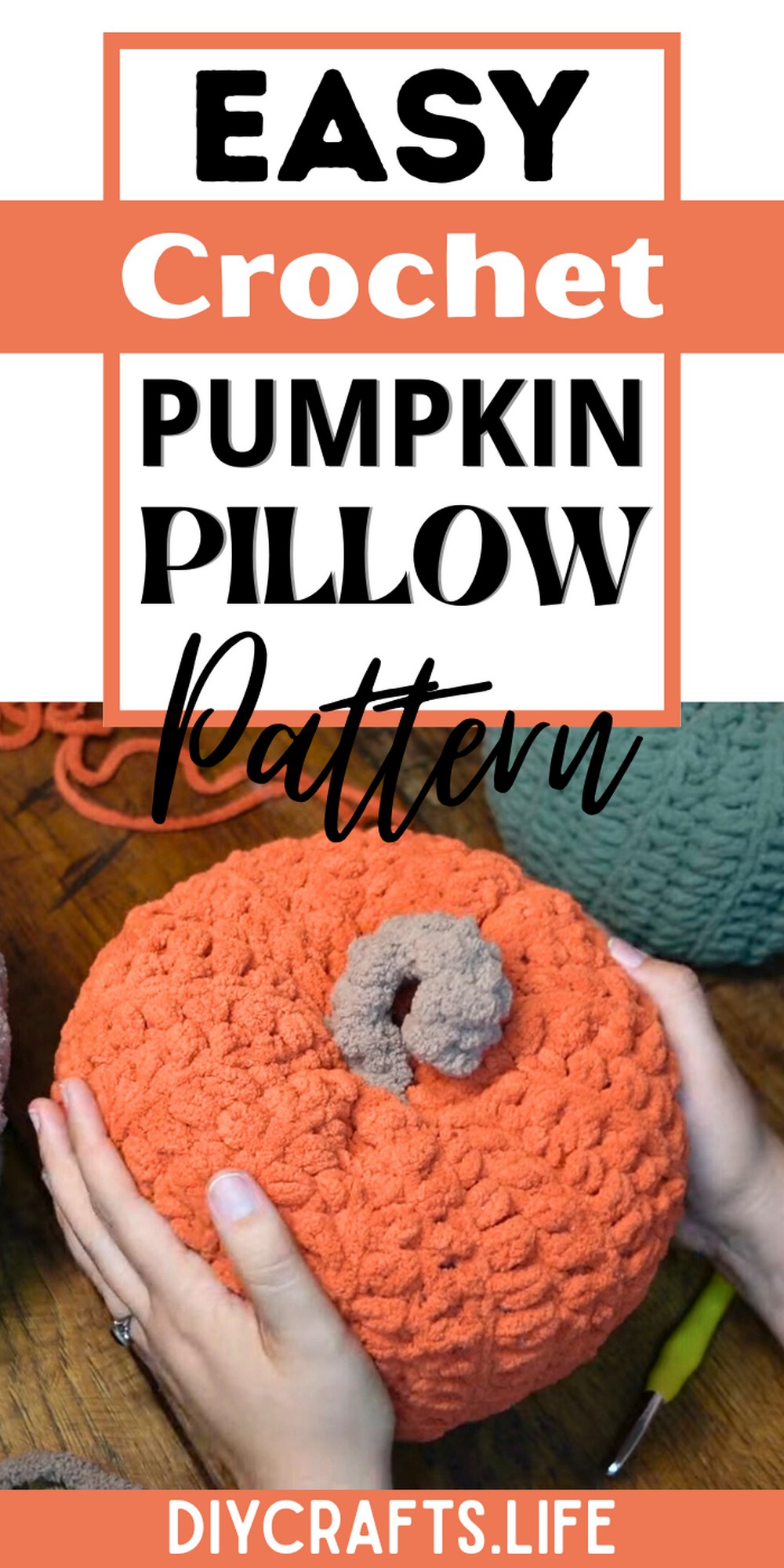 Easy Crochet Pattern to Make a Chunky Pumpkin Pillow