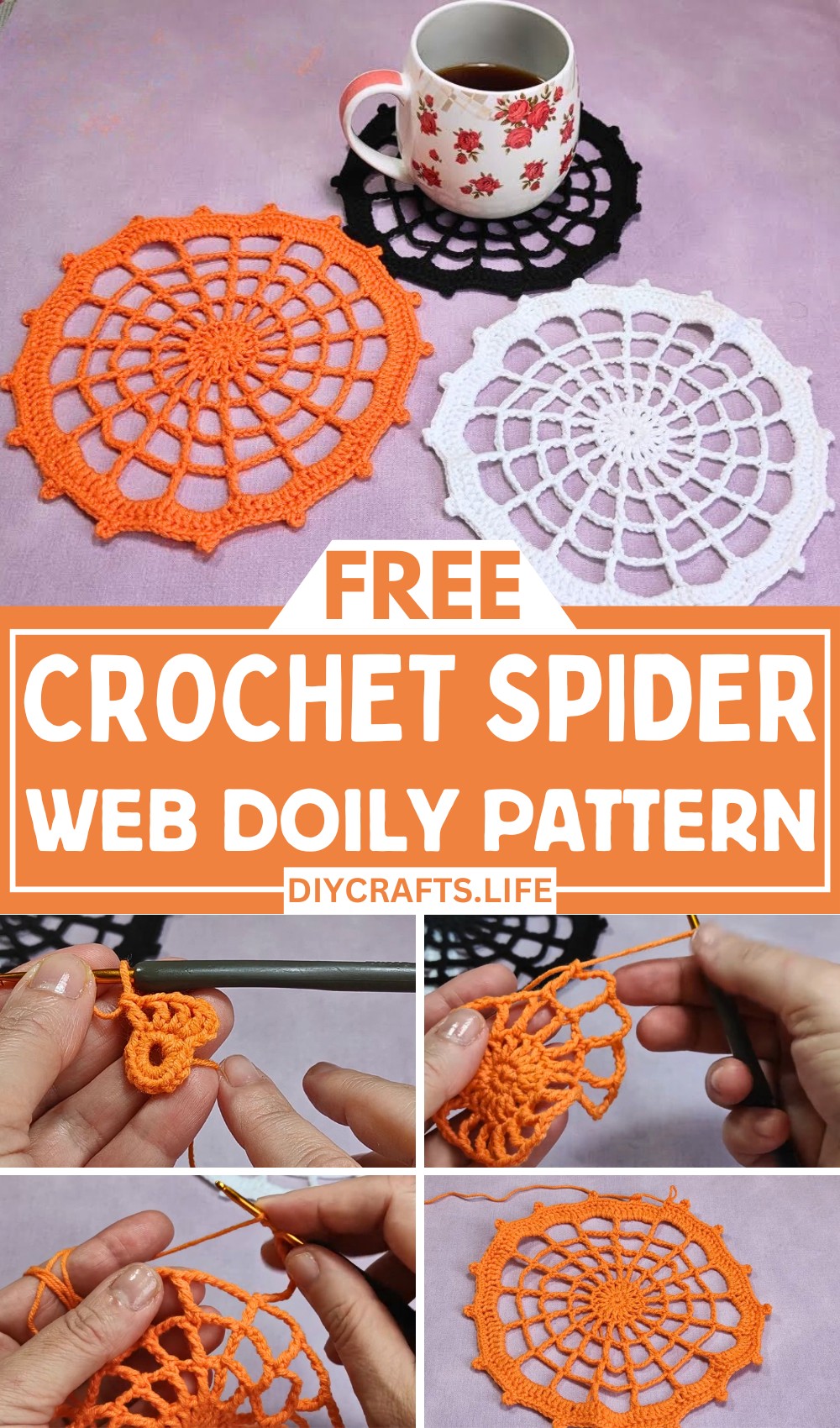Easy Crochet Spider Web Doily Pattern for Halloween Decor