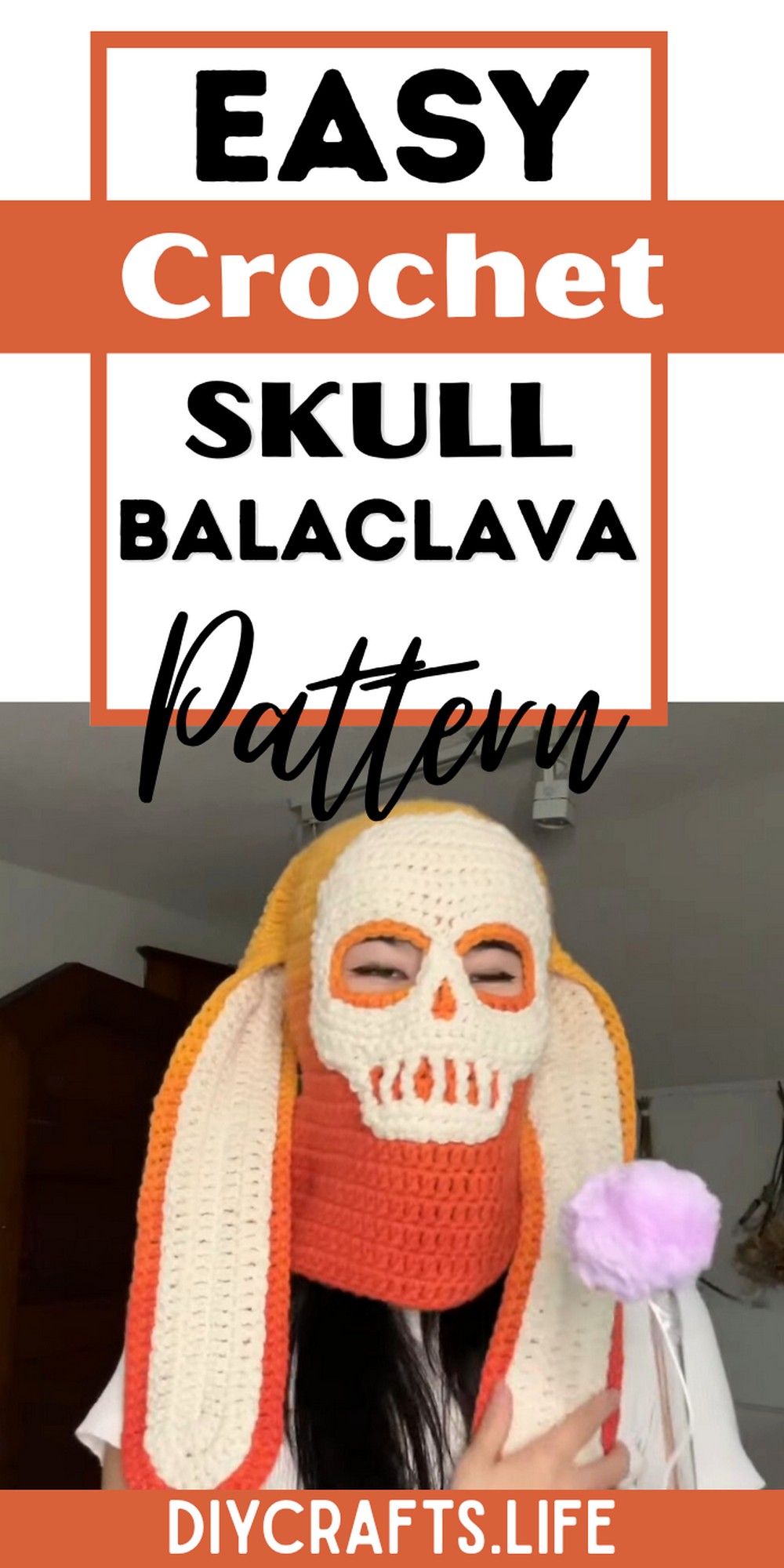 Free Crochet Skull Balaclava with Gradient Dye Effects