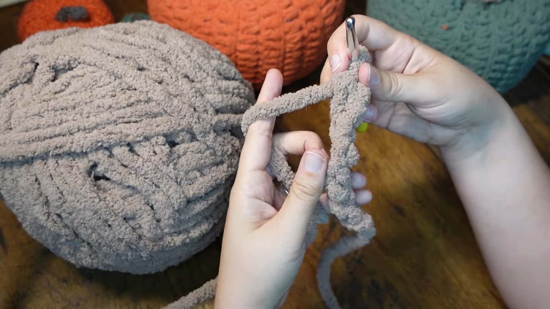 Easy Crochet Pattern to Make a Chunky Pumpkin Pillow