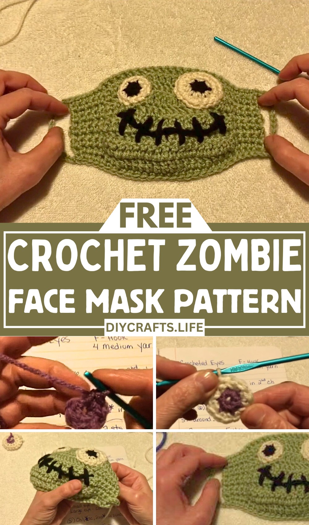 How to Crochet a Fun and Spooky Zombie Face Mask