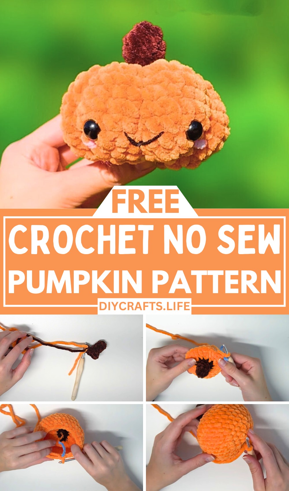 No Sew Crochet Pumpkin Tutorial for Beginners