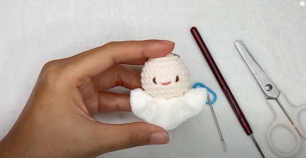 Crochet Mini Ghost Topped with a Carrot Hat for Festive Decorations