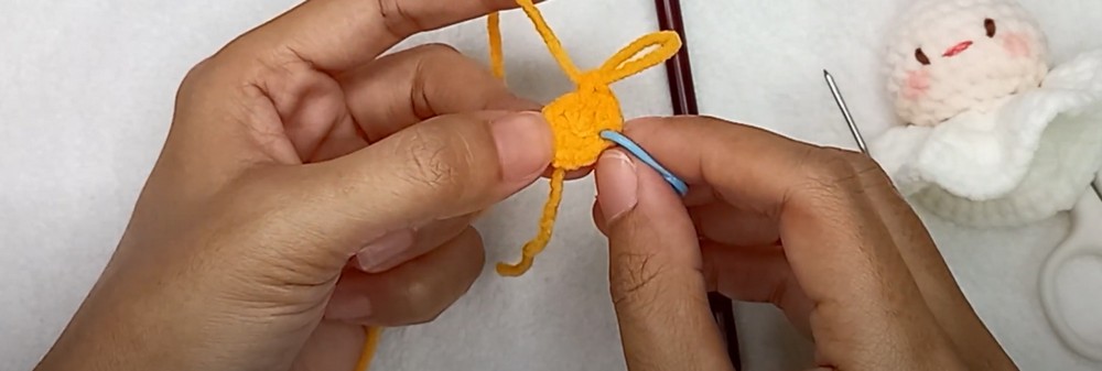 Crochet Mini Ghost Topped with a Carrot Hat for Festive Decorations