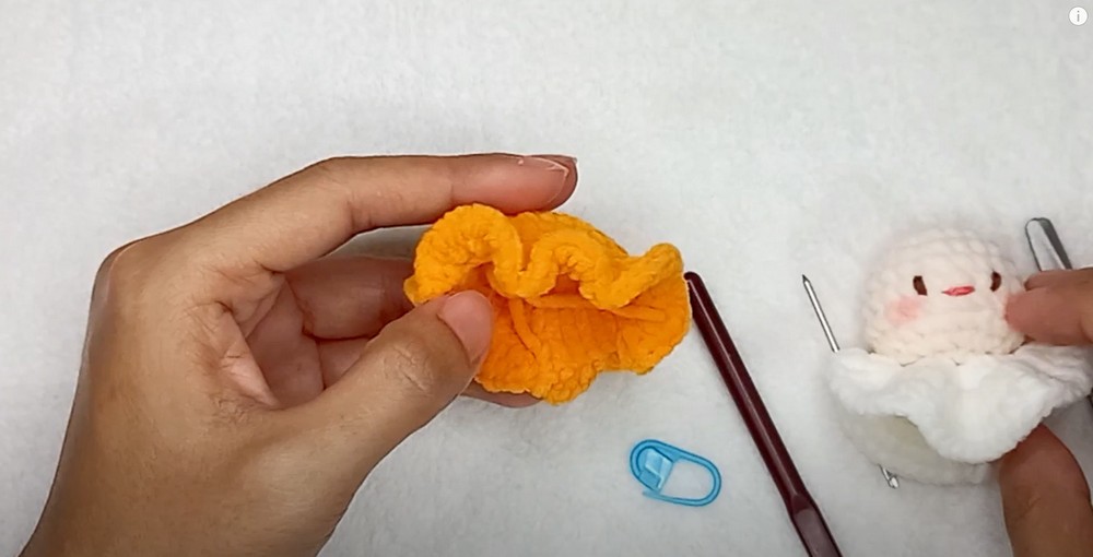 Crochet Mini Ghost Topped with a Carrot Hat for Festive Decorations
