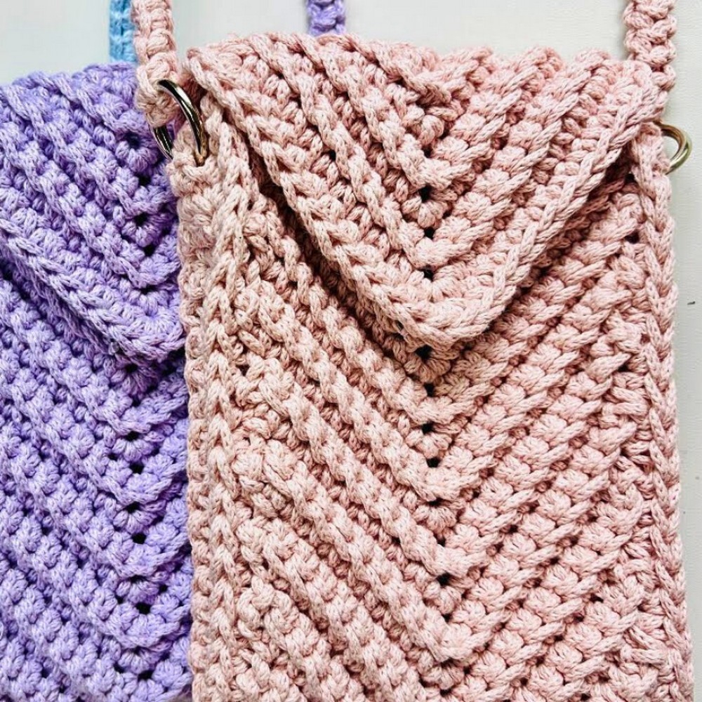 Crochet Handphone Sling Bag - Lightweight, Stylish, and Functional