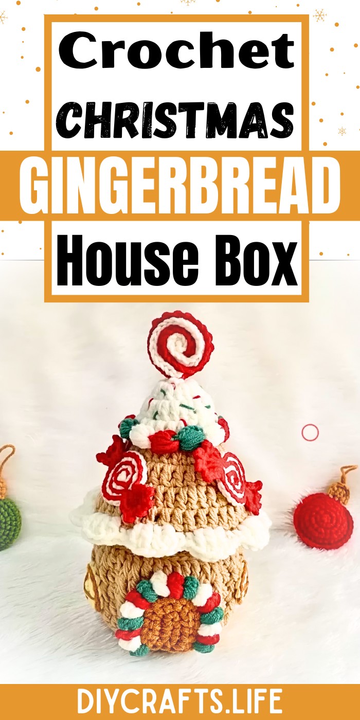 Crochet Gingerbread House Box Decorations For Gifting And Storing Holiday Treats