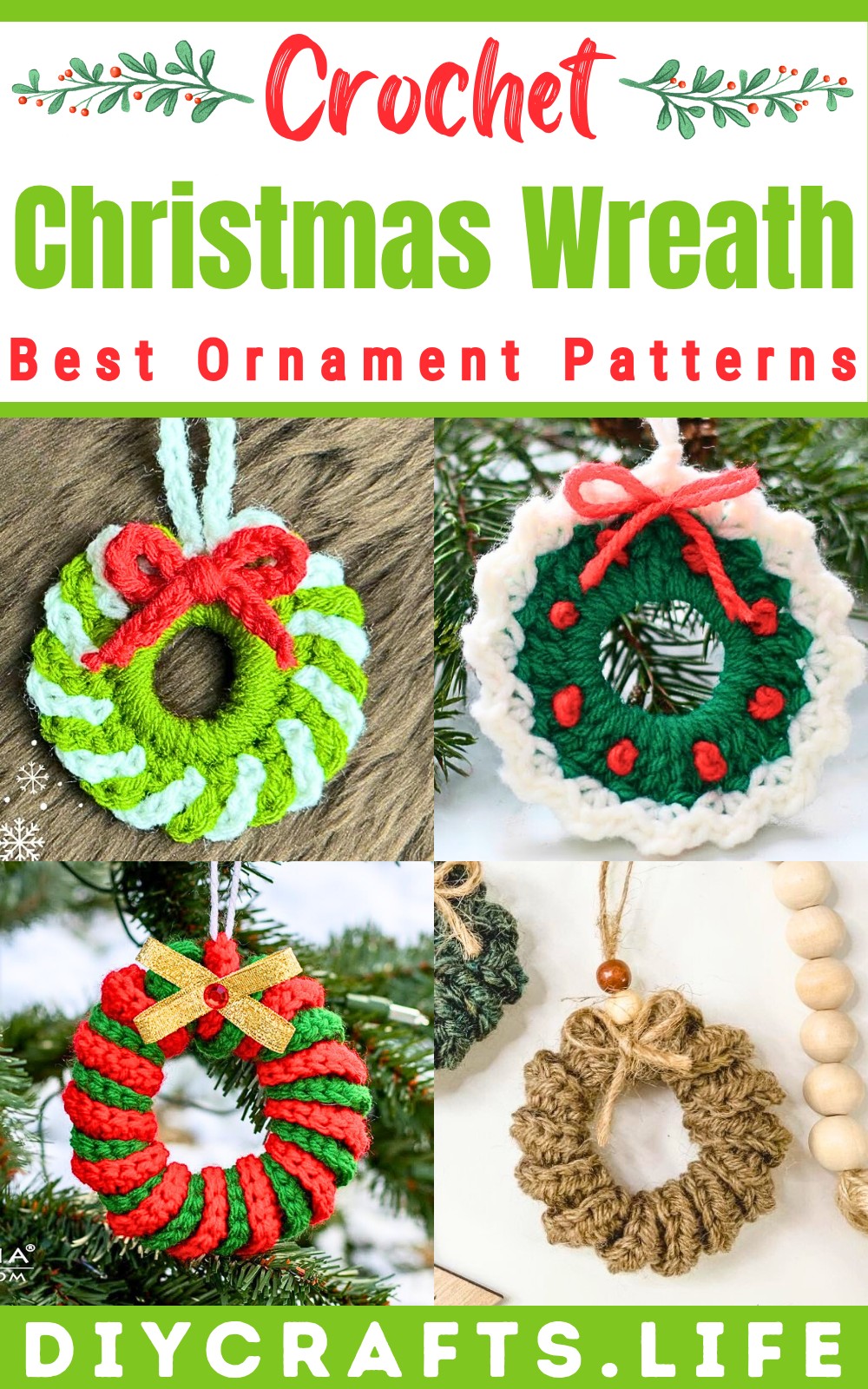 Easy Crochet Christmas Wreath Ornament Patterns