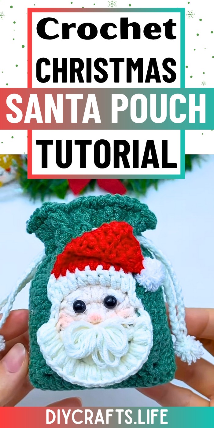 crochet Granny Square Santa pattern pouch