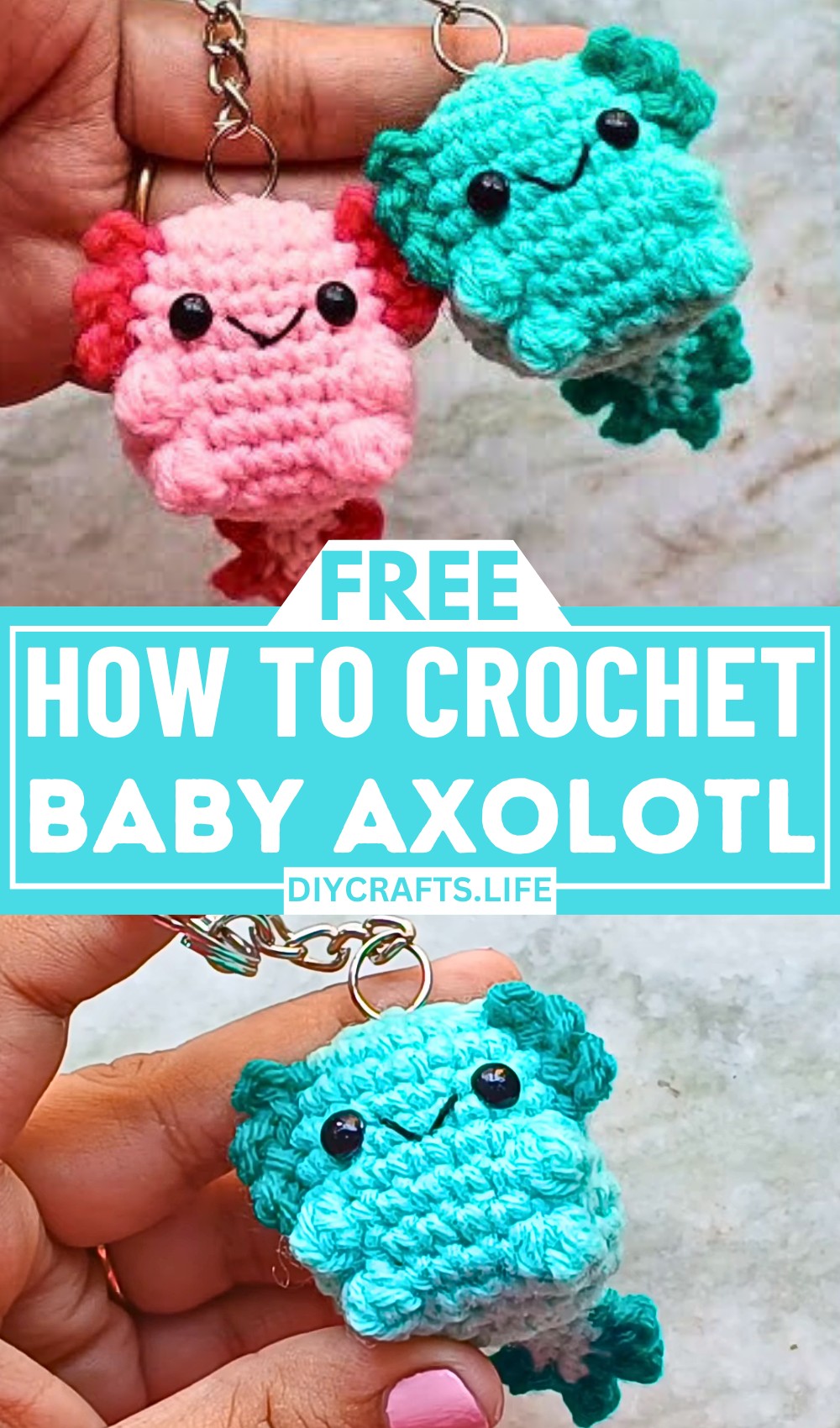 Crochet Baby Axolotl With Custom Gills and Bubble-Stitch Limbs