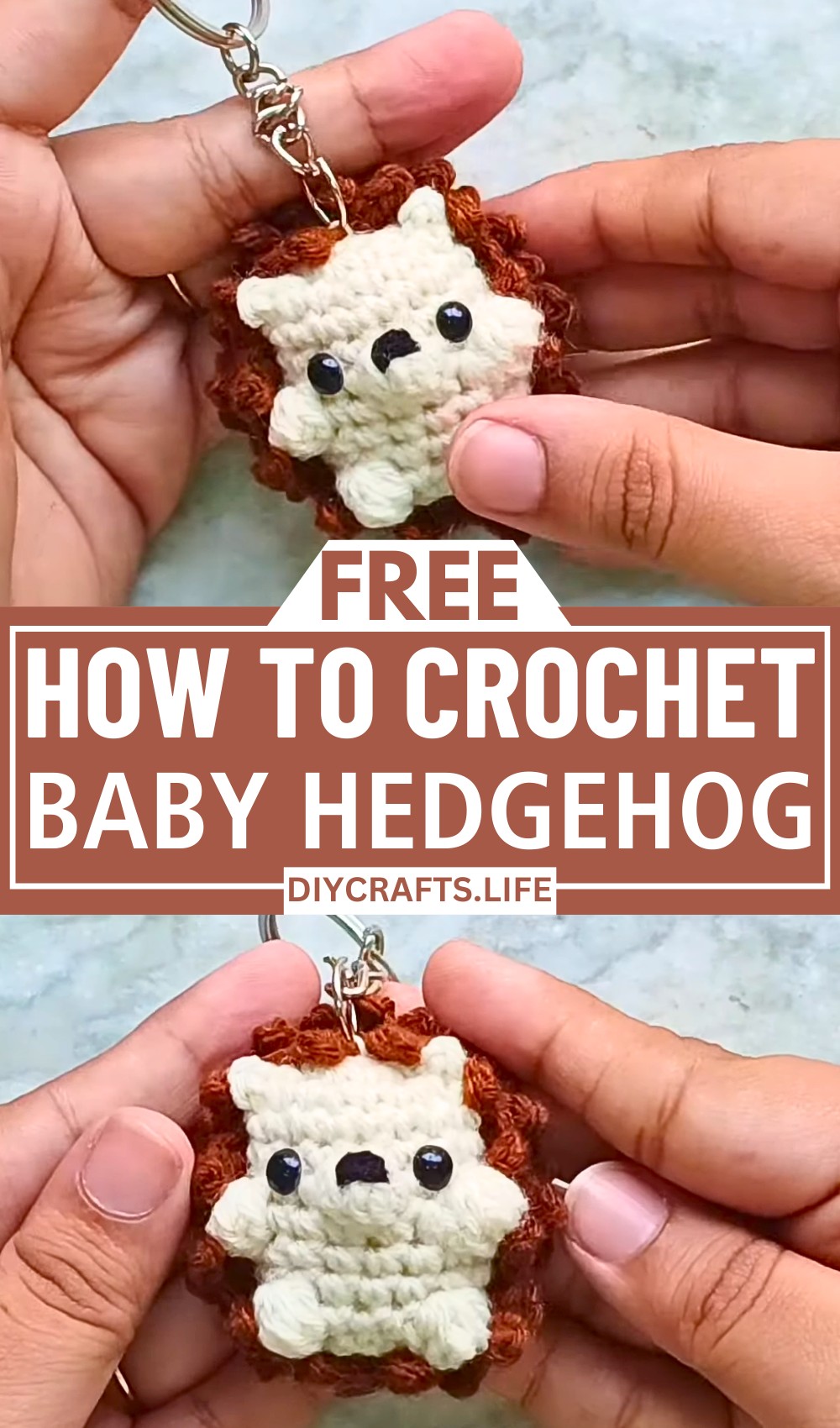 Crochet Baby Hedgehog Amigurumi with Keychain Transformation
