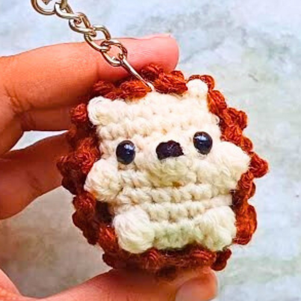 Crochet Baby Hedgehog Amigurumi with Keychain Transformation