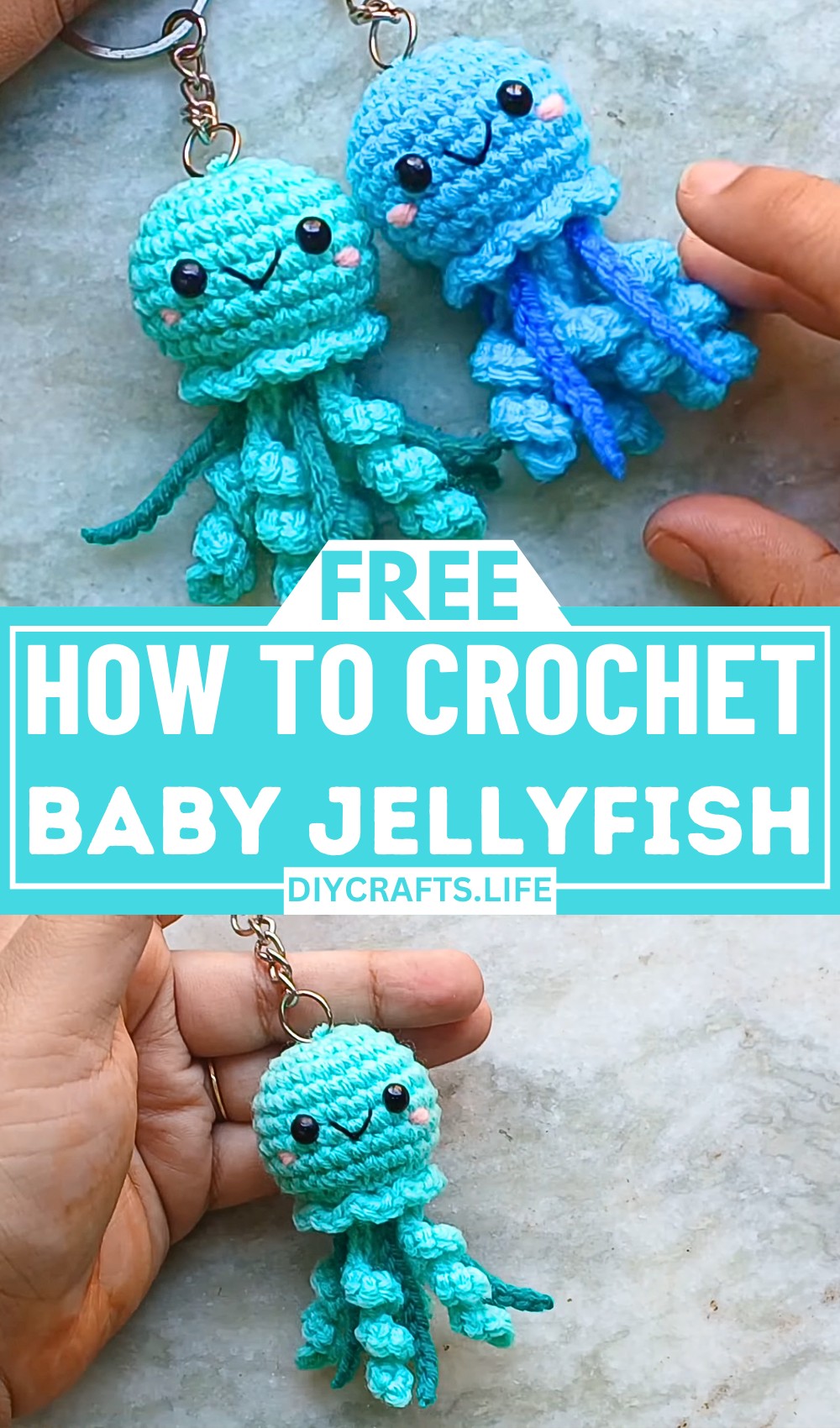 Crochet Baby Jellyfish Amigurumi with Curly Tentacles and Ruffle Details