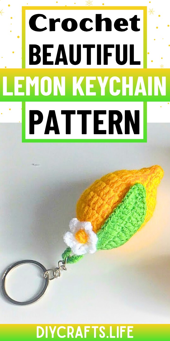 Crochet Lemon Keychain Tutorial with Leaves and Flower Details