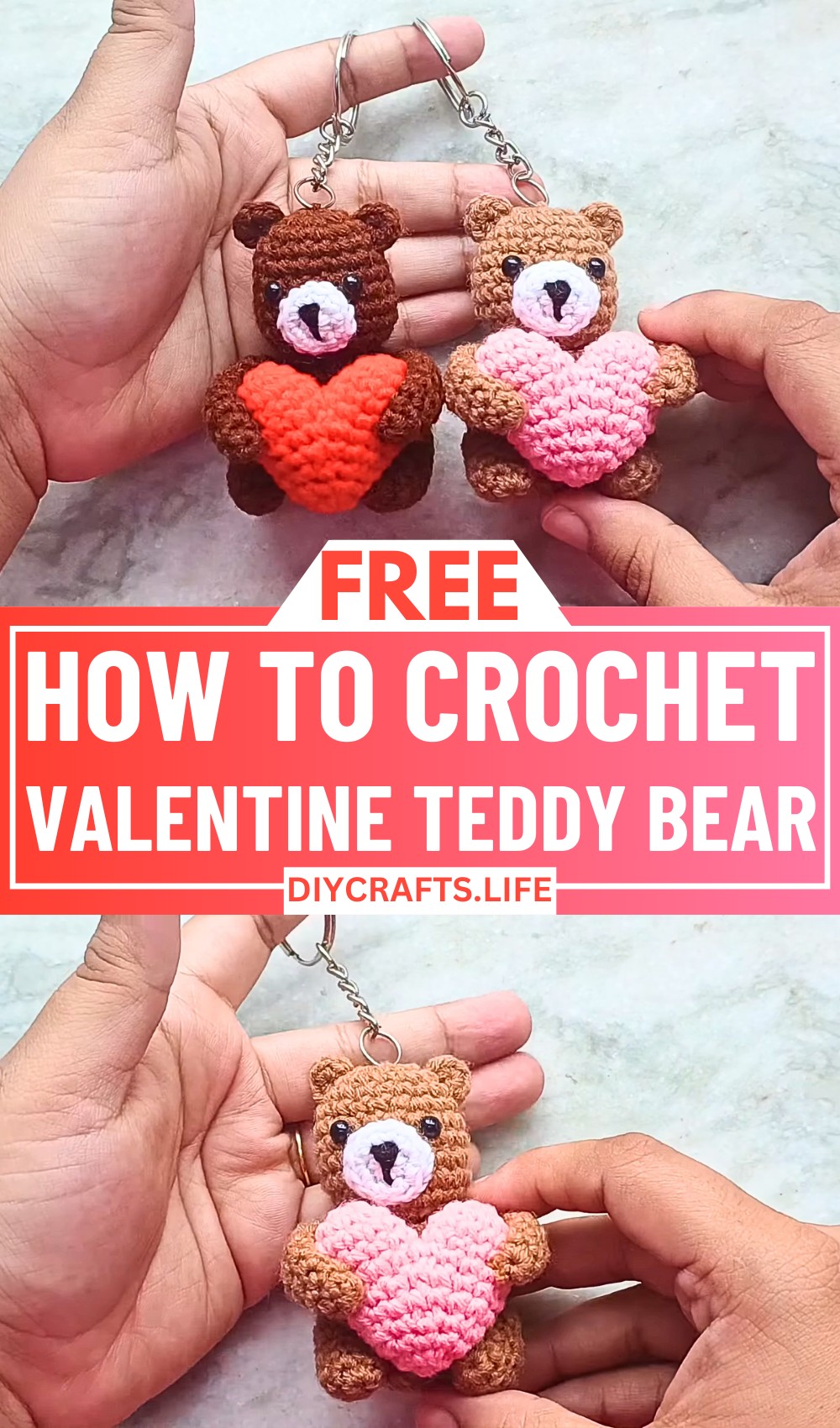 Crochet Valentine Teddy Bear Pattern Holding a Heart