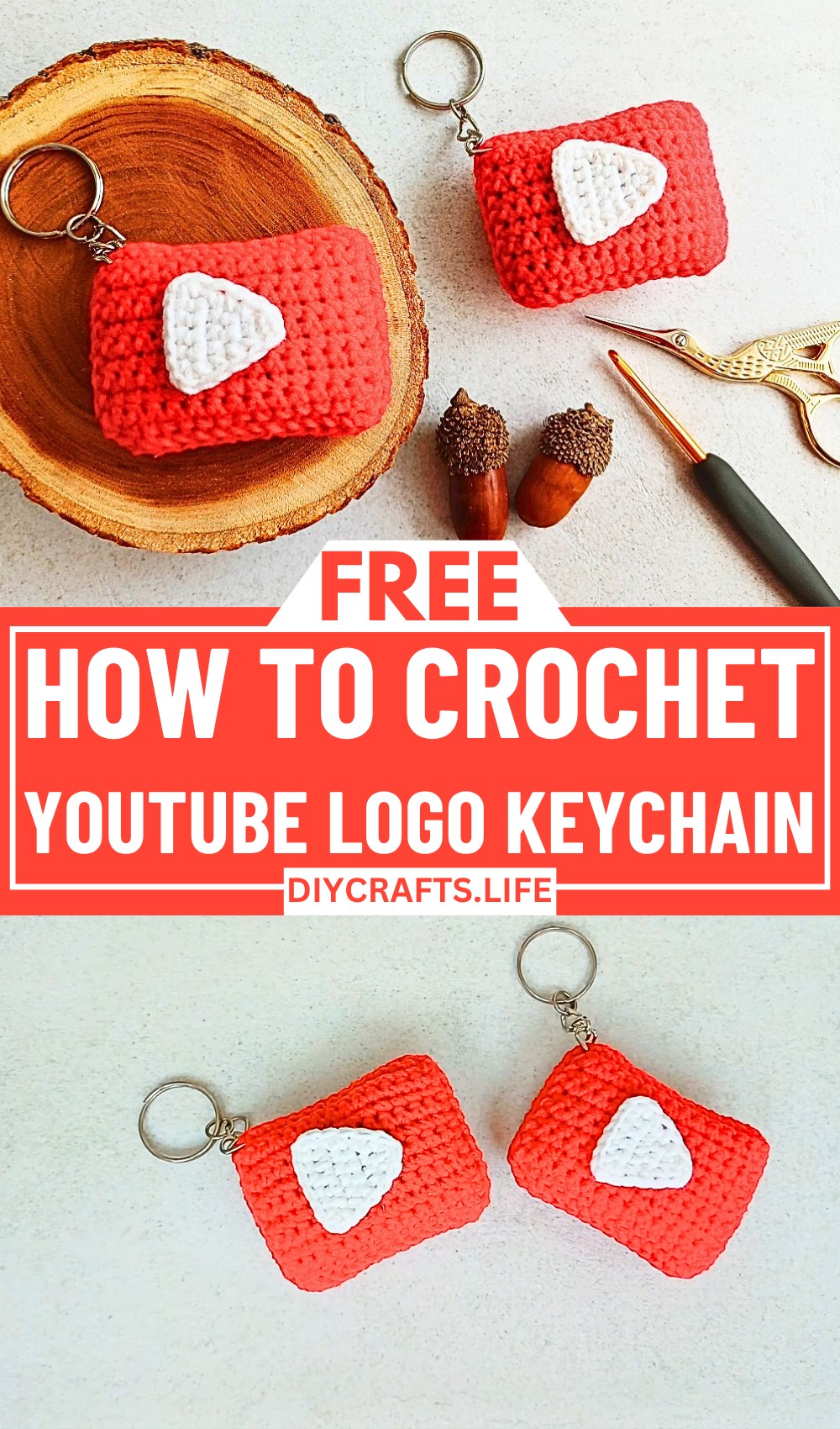 How to Crochet a Stylish and Durable YouTube Logo Keychain