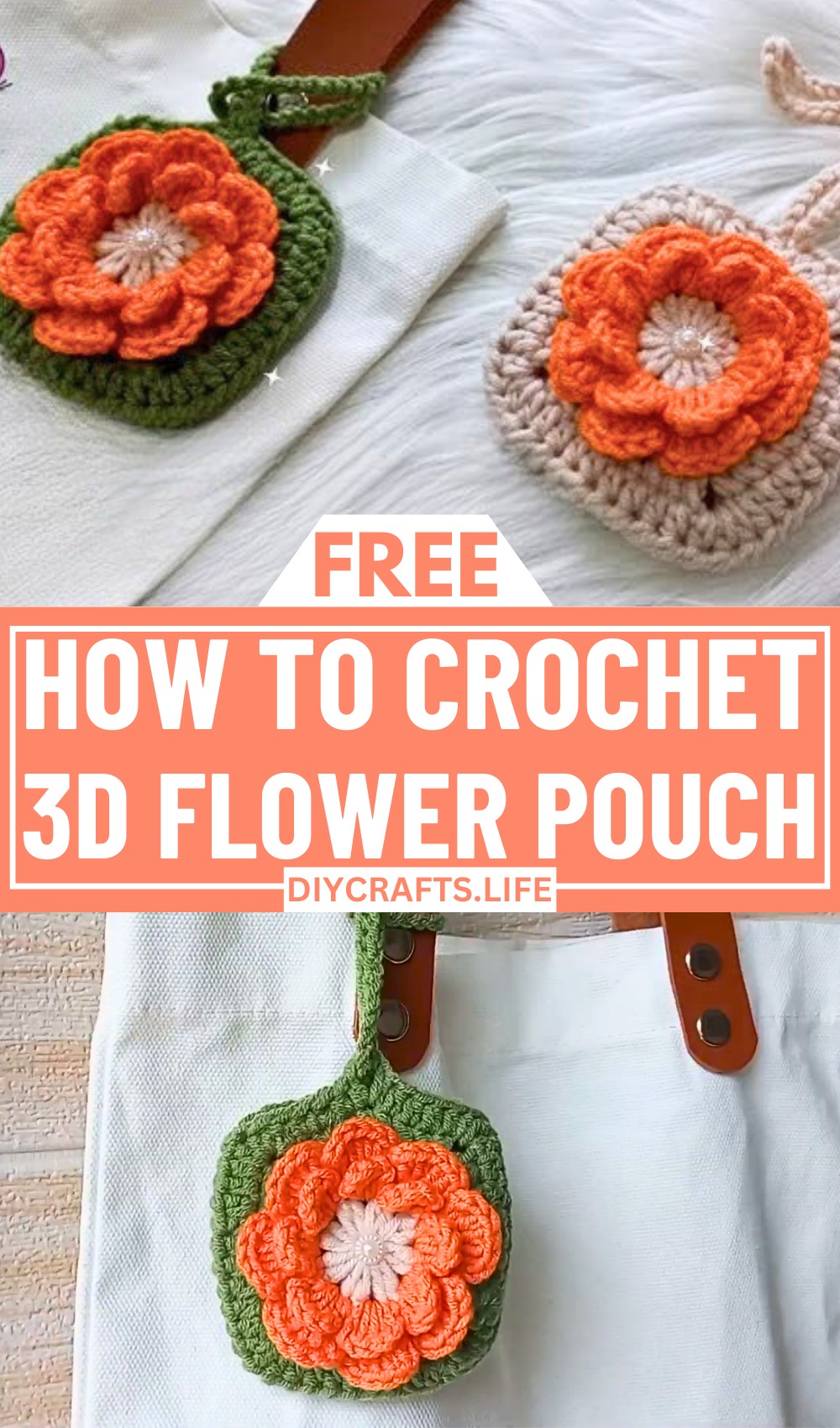 Charming Crochet 3D Flower Pouch for Accessories