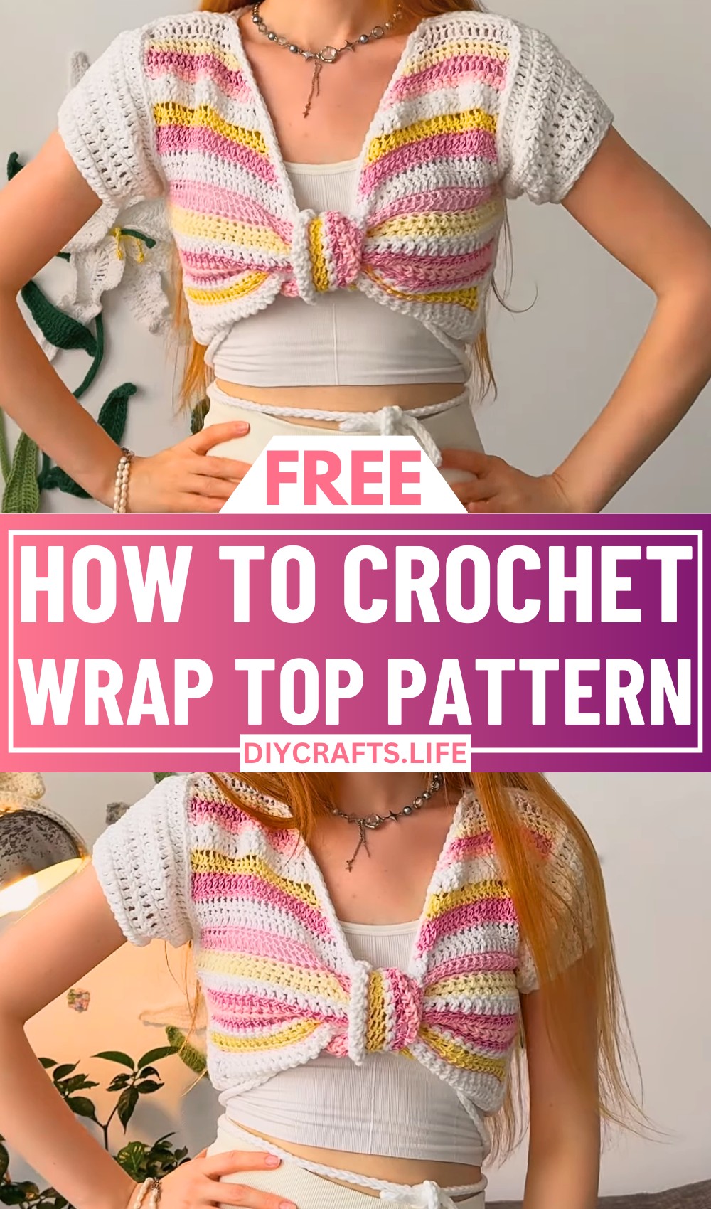 Creative Crochet Wrap Top Using Leftover Yarns