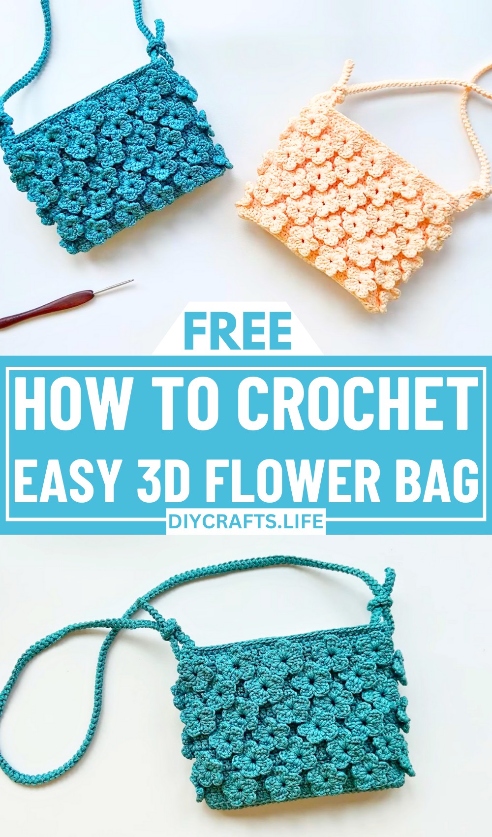 Crochet 3D Flower Bag Pattern Filled with Texture and Style