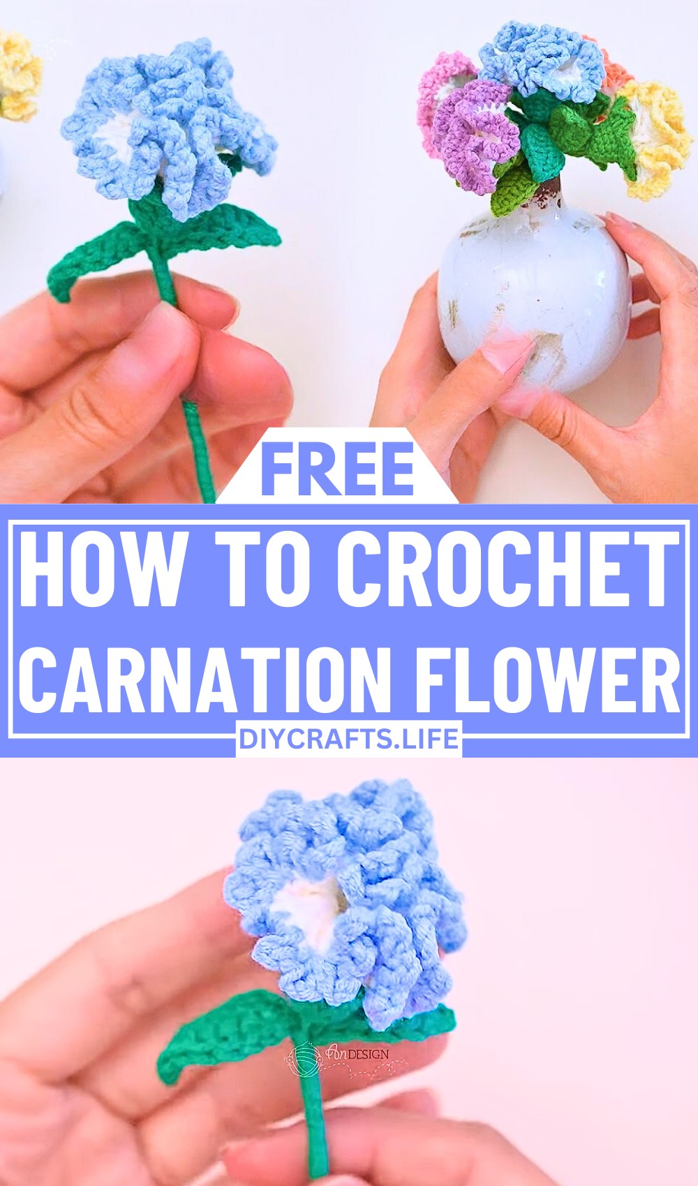 Crochet Carnation Flower Pattern for Decor & Gifts