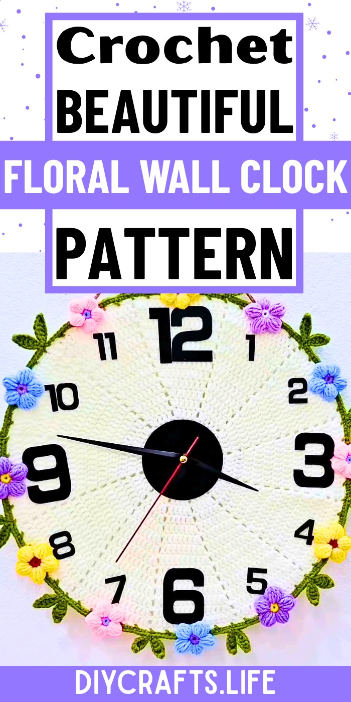 Crochet Floral Wall Clock for Functional Decor