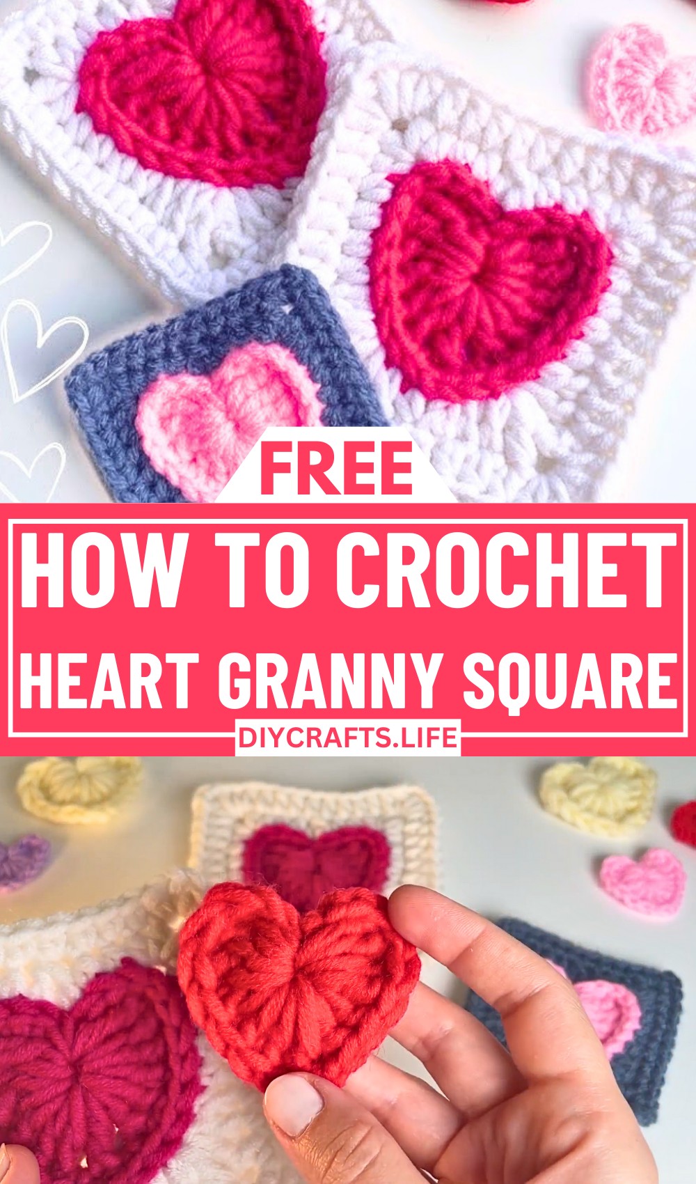 Crochet Heart Granny Square – No Magic Ring Needed