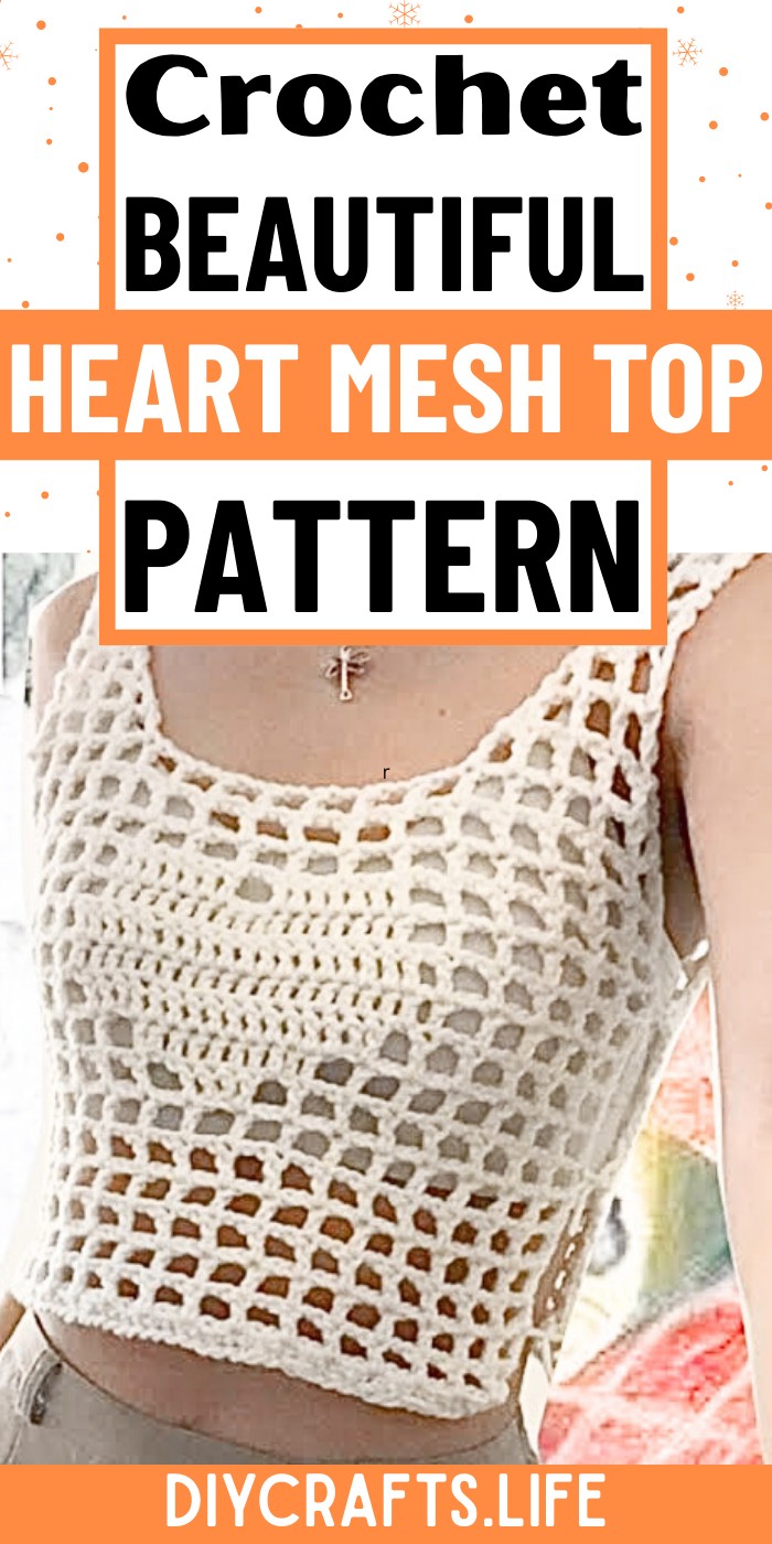 Crochet Heart Mesh Top with Artistic Detail