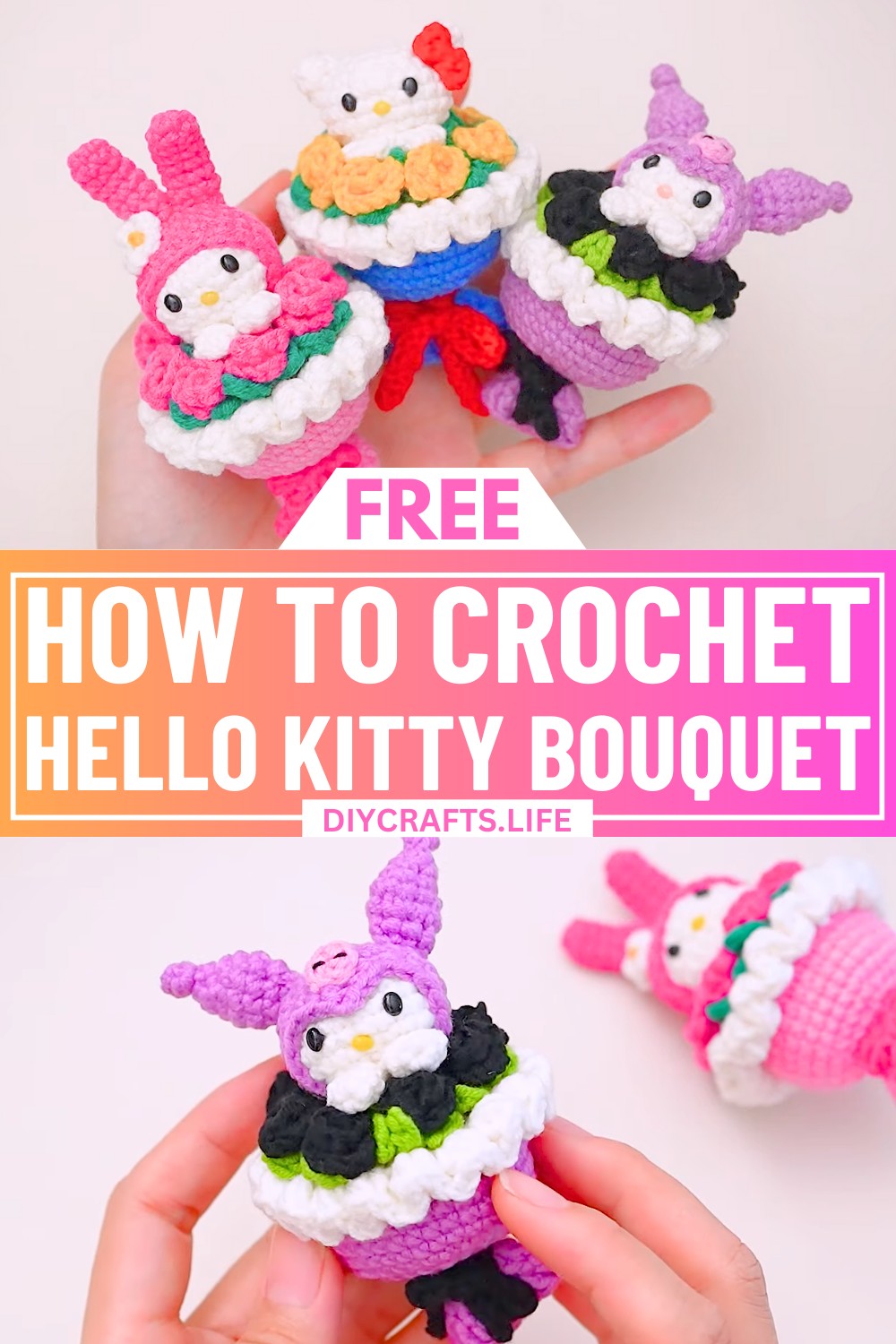 Crochet Hello Kitty Bouquet - Flowers & Sanrio Characters