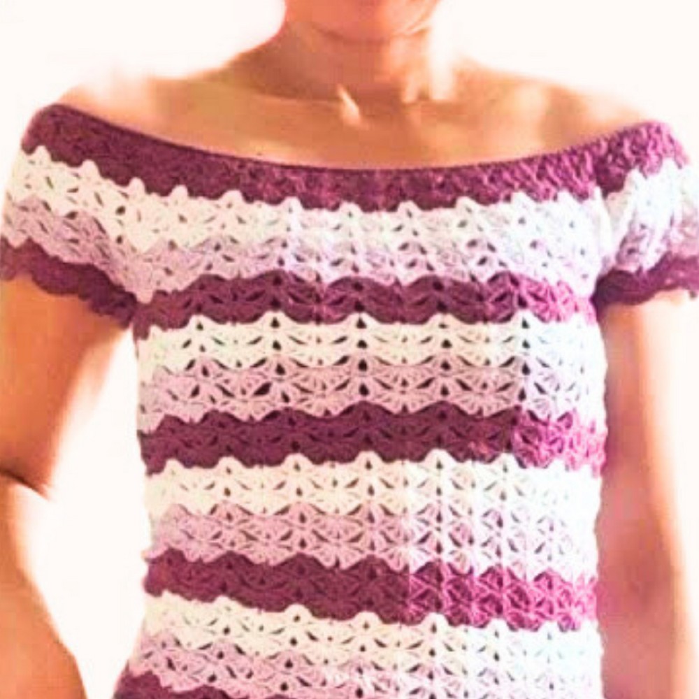 Crochet Off Shoulder Top - Stylish Shell Pattern