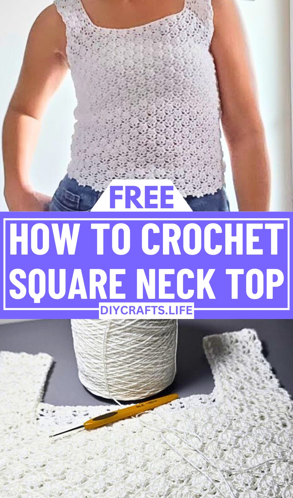 Crochet Square Neck Summer Top – Light, Stylish Design