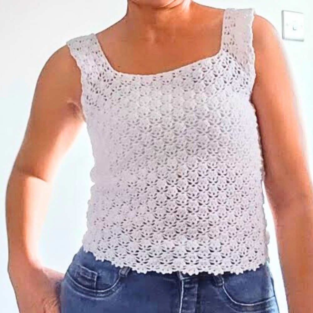 Crochet Square Neck Summer Top – Light, Stylish Design