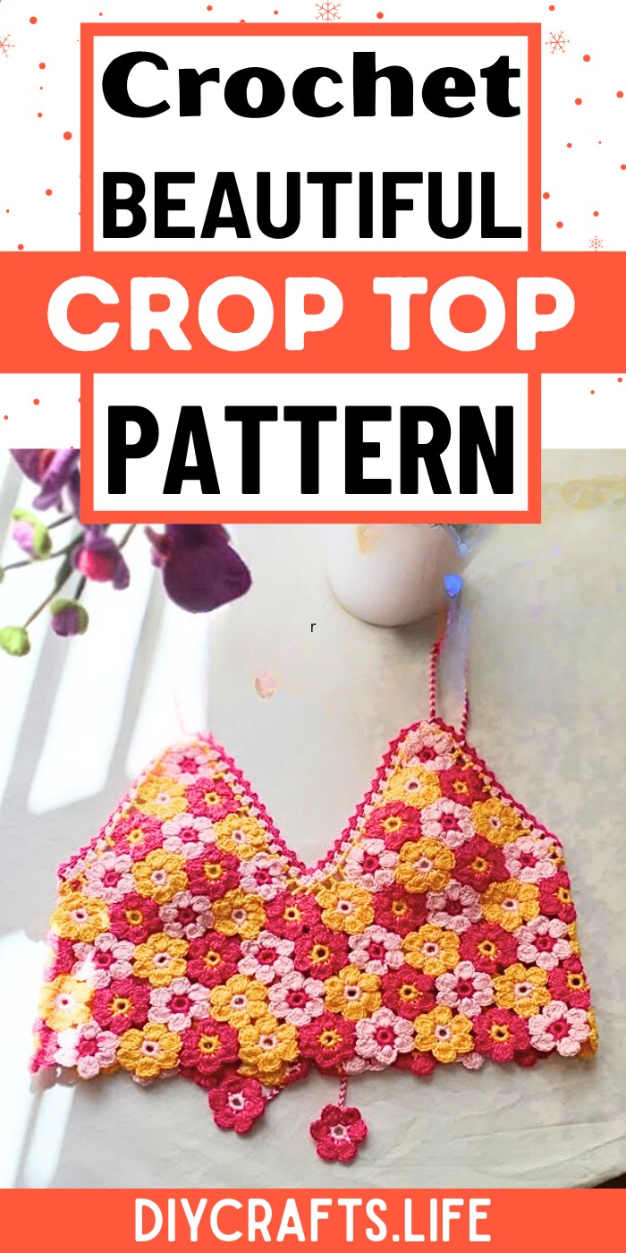 Crochet Summer Crop Top with Floral Lace Details