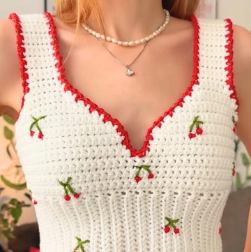 Crochet Top with Embroidery Patterns - Textured and Customizable