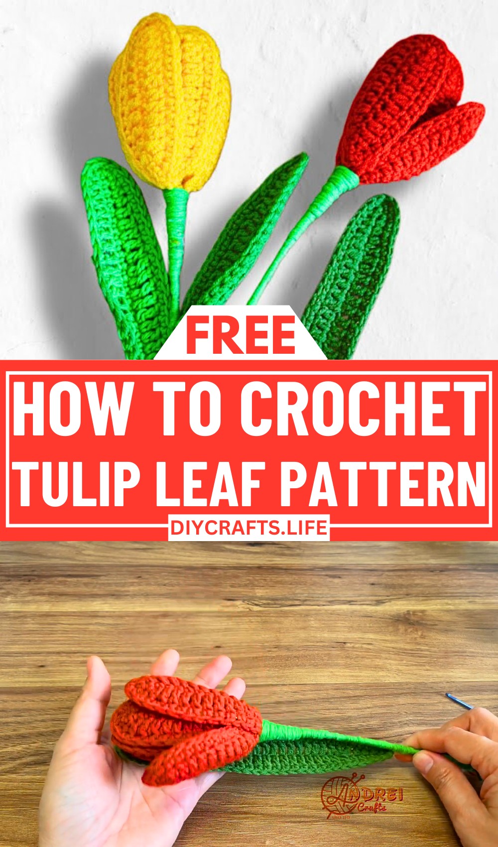 Crochet Tulip Leaf Pattern – Realistic and Detailed