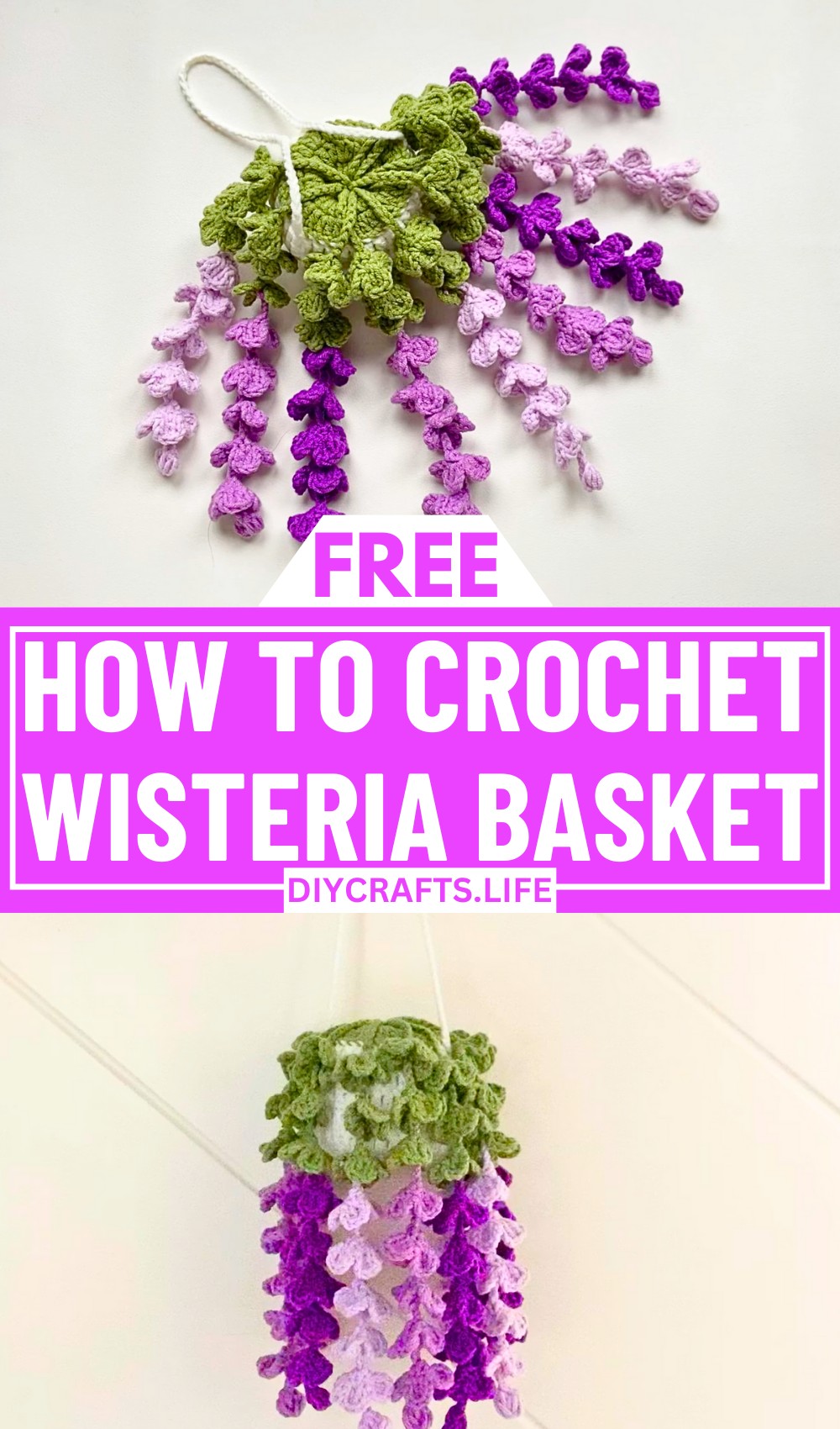 Crochet Wisteria Hanging Basket – Elegant and Stunning