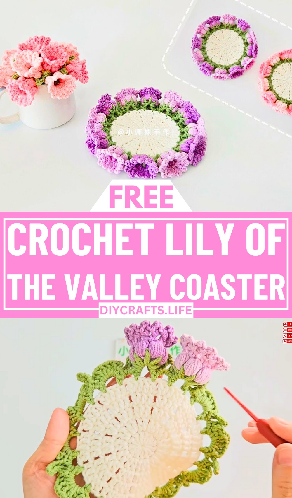 Elegant Crochet Lily of the Valley Coaster Pattern