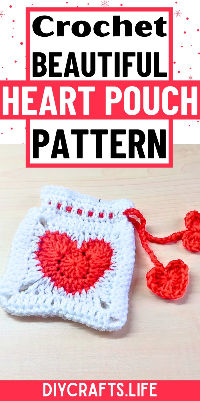 Handmade Crochet Heart Granny Square Pouch Design