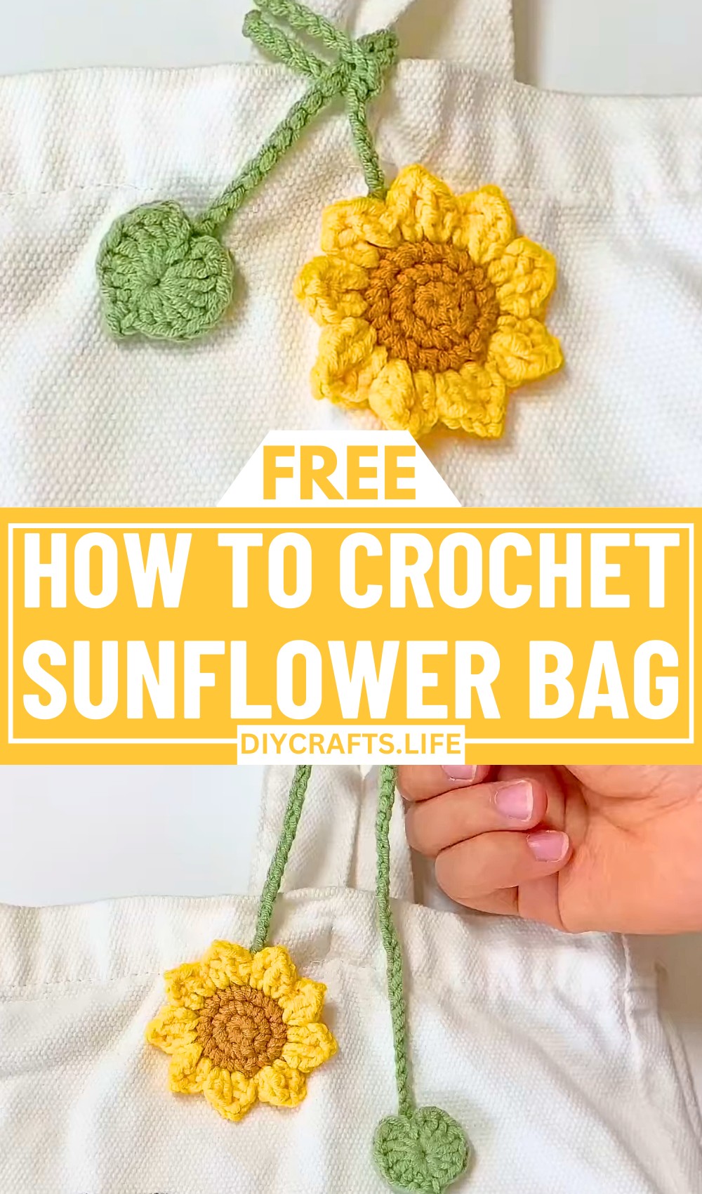 Handmade Crochet Sunflower Bag Charm Pattern